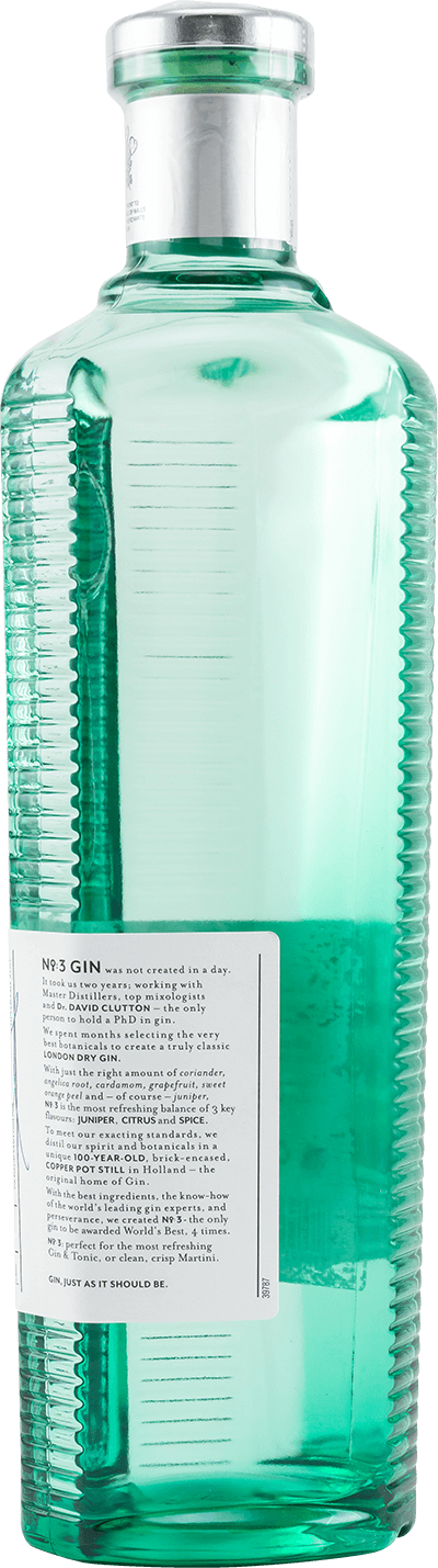 No 3 London Dry Gin 46 Prozent Flasche seitlich