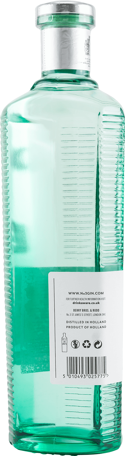 No 3 London Dry Gin 46 Prozent Flasche Seite