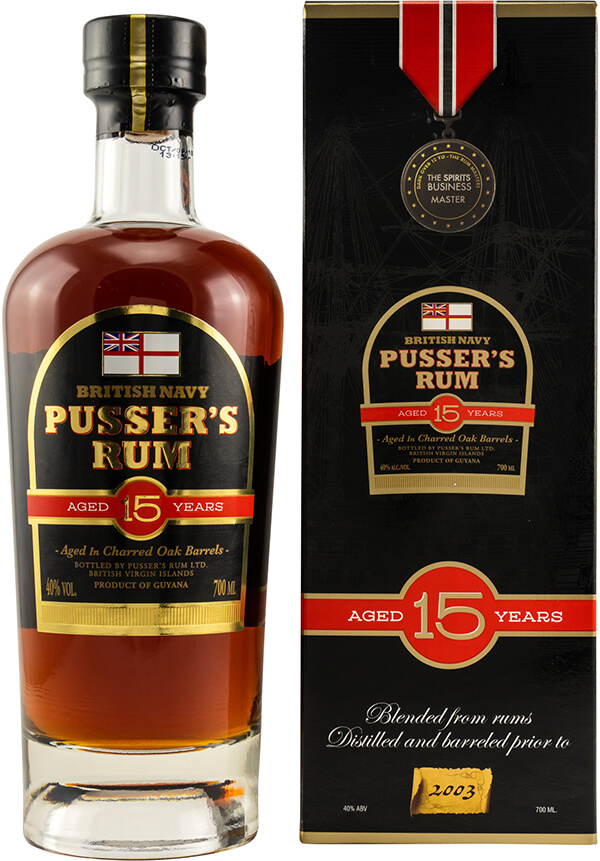 Pusser´s 15 Jahre British Navy Rum Flasche 40 Prozent mit Geschenkverpackung